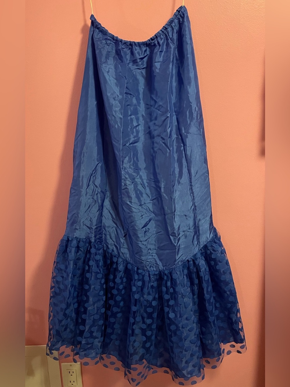 Vintage 1980’s Electric Blue Polka Dot Maxi Skirt